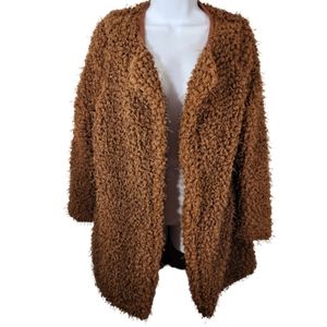 Mind Code popcorn knit open front jacket brown size small medium